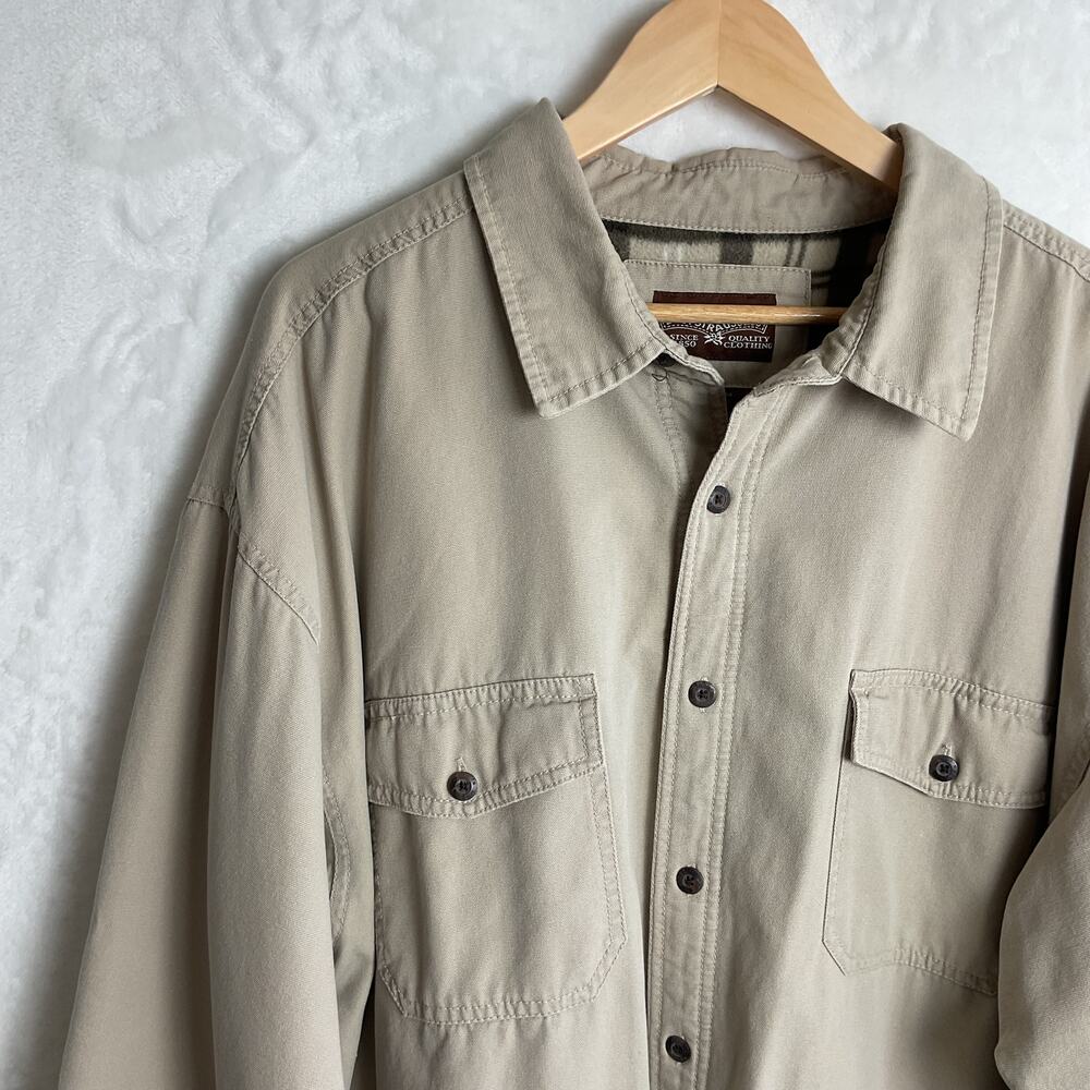 Levi Strauss Flannel Lined Long Sleeve Button up Beige Mens XXL - Picture 5 of 10
